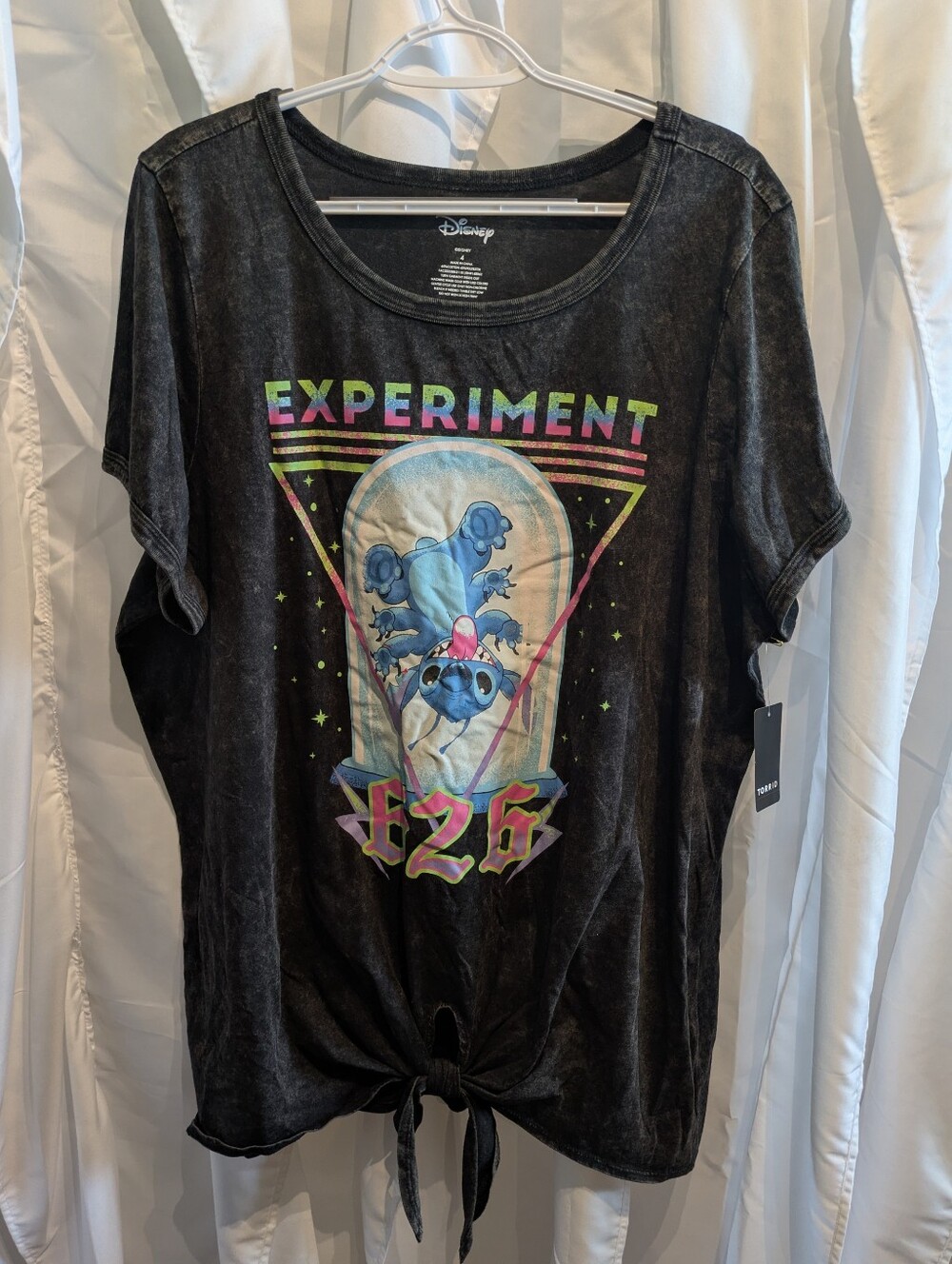 E1 Torrid Disney Stitch Experiment 626 Mineral Wash Tie Knot T-Shirt Size 4X